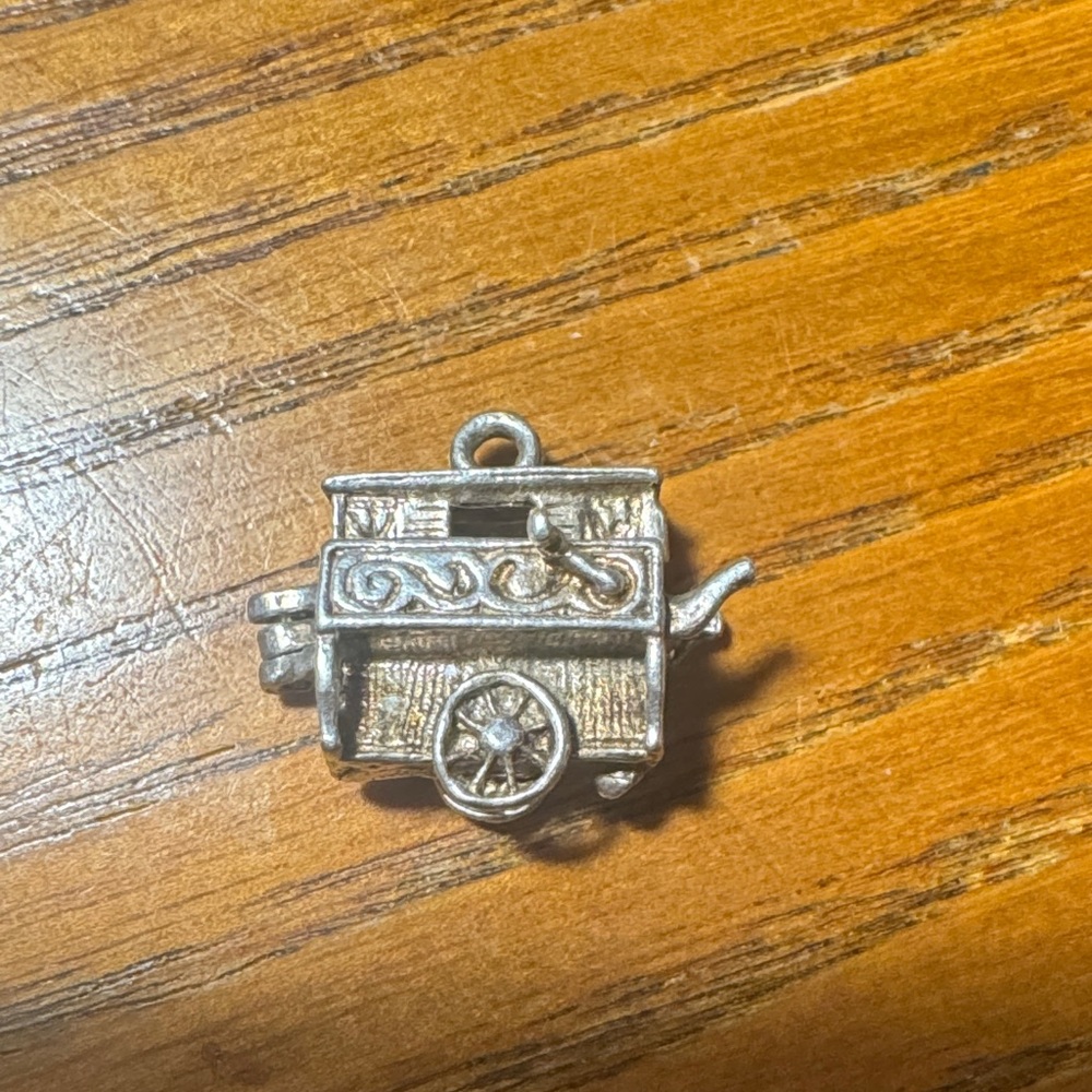 Vintage Silver Charm …..monkey and the organ